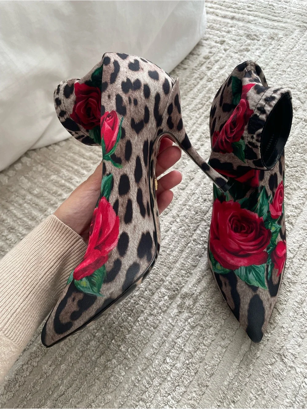 DOLCE & GABBANA Leo Rose Print Sock Booties